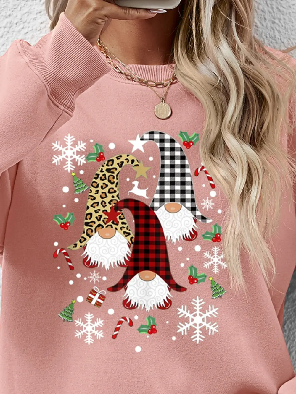 Faceless Gnomes Graphic Drop Shoulder Sweatshirt, image 2