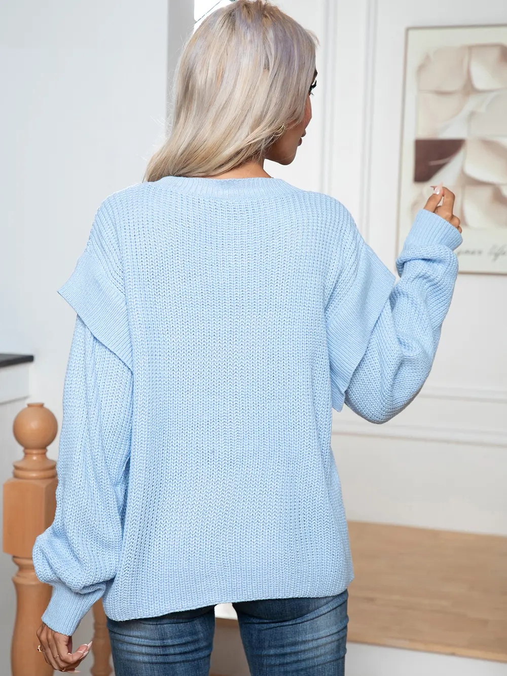 Dropped Shoulder Long Sleeve Sweater, image 3