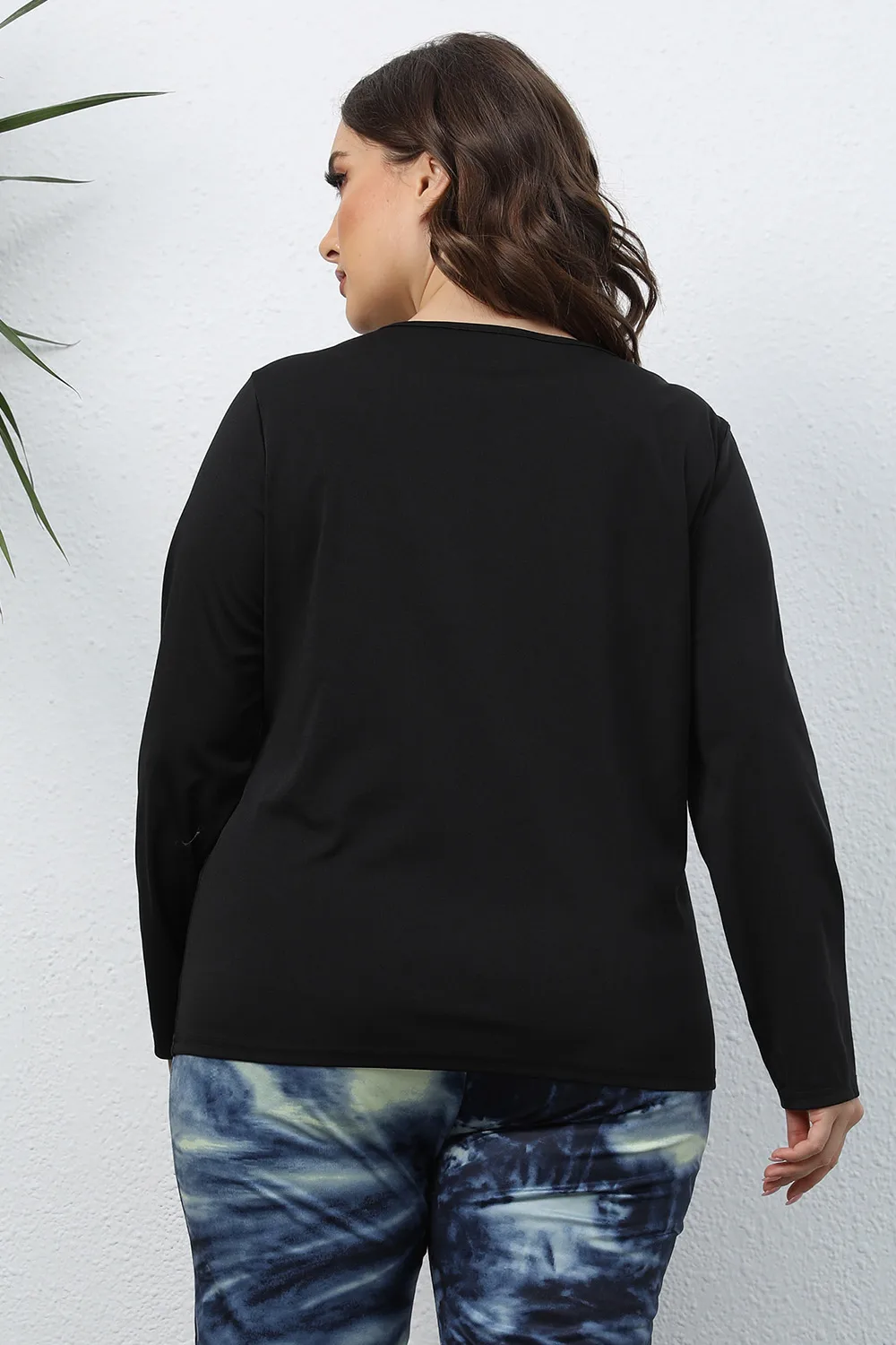 Plus Size Cutout Front Long Sleeve T-Shirt, image 2