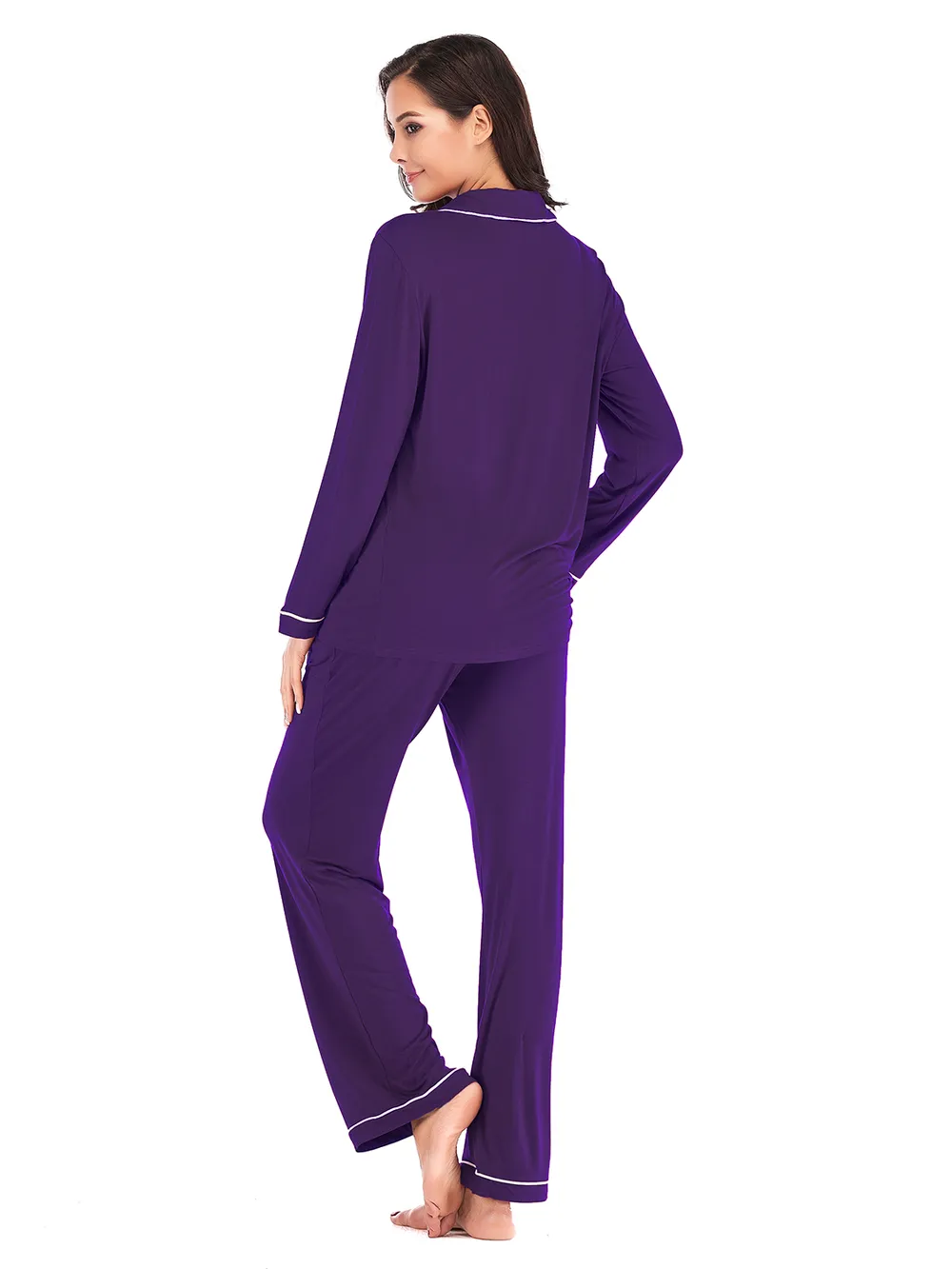 Collared Neck Long Sleeve Loungewear Set with Pockets, image 10