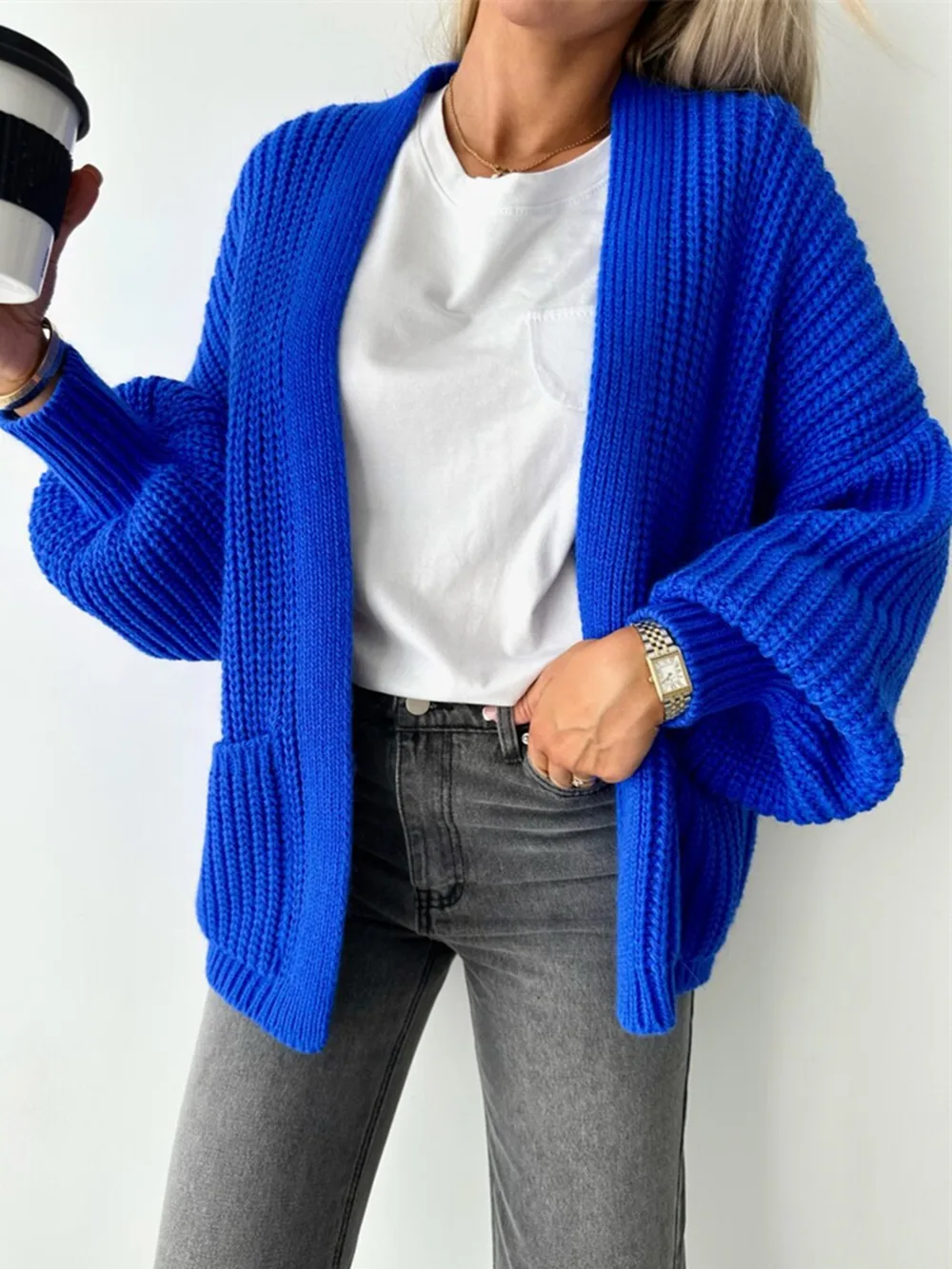 Open Front Dropped Shoulder Cardigan, image 8