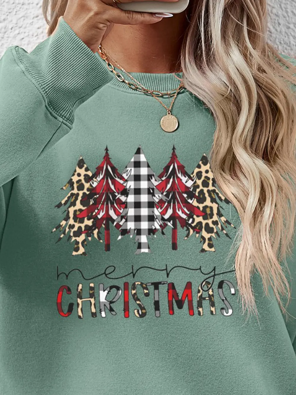 MERRY CHRISTMAS Round Neck Long Sleeve Sweatshirt, image 15
