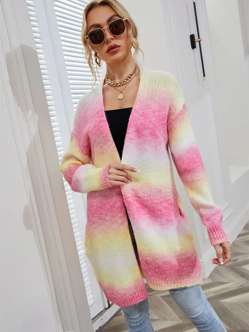 Full Size Gradient Open Front Cardigan, image 11