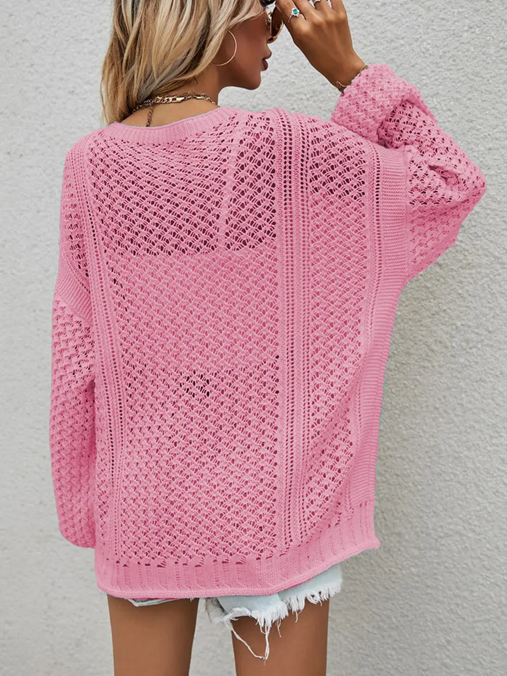 Openwork Button Front Cardigan, image 12