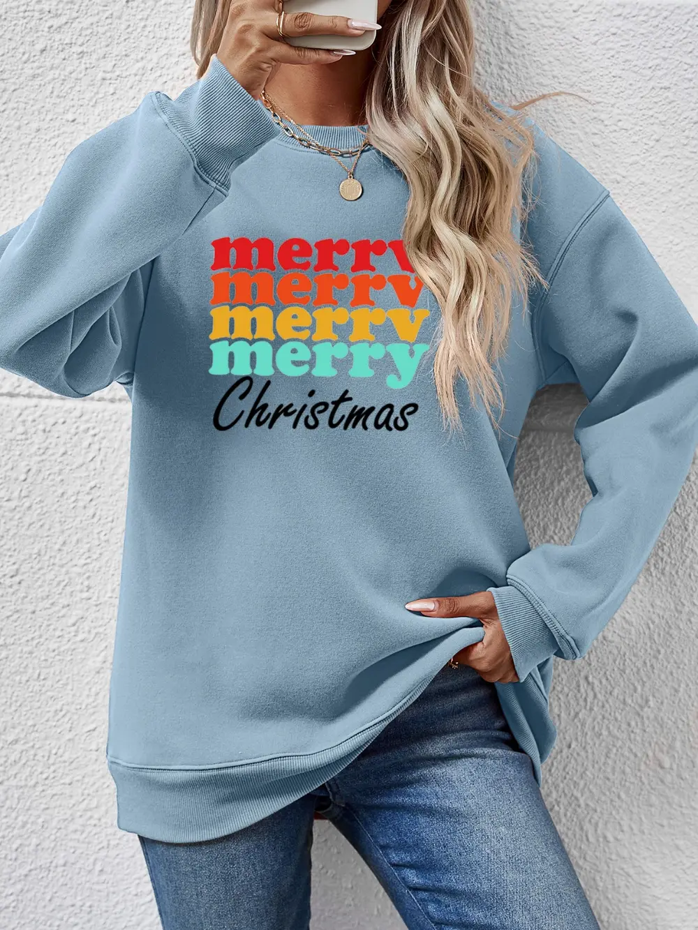 MERRY CHRISTMAS Graphic Long Sleeve Sweatshirt, image 19