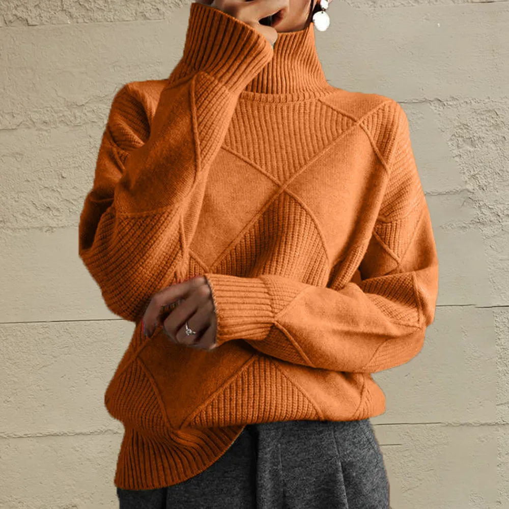 Geometric Turtleneck Long Sleeve Sweater, image 14