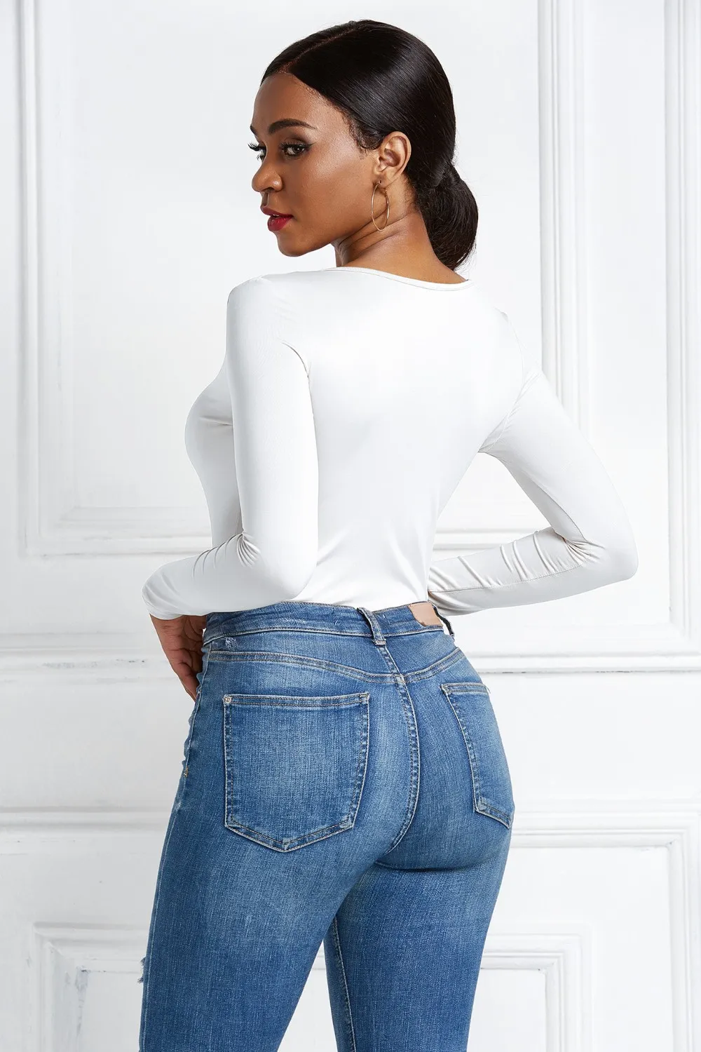 Half Zip Scoop Neck Long Sleeve Bodysuit, image 32