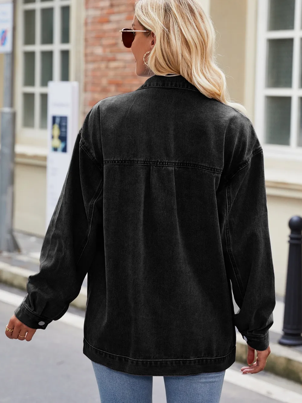 Button Up Denim Jacket with Pockets, image 8