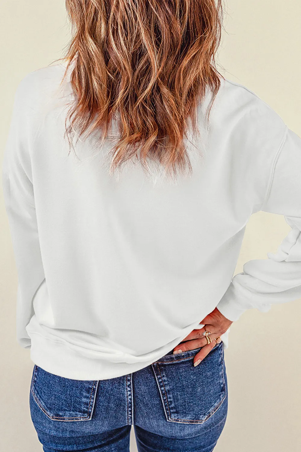 Sequin Round Neck Long Sleeve Sweatshirt, image 2