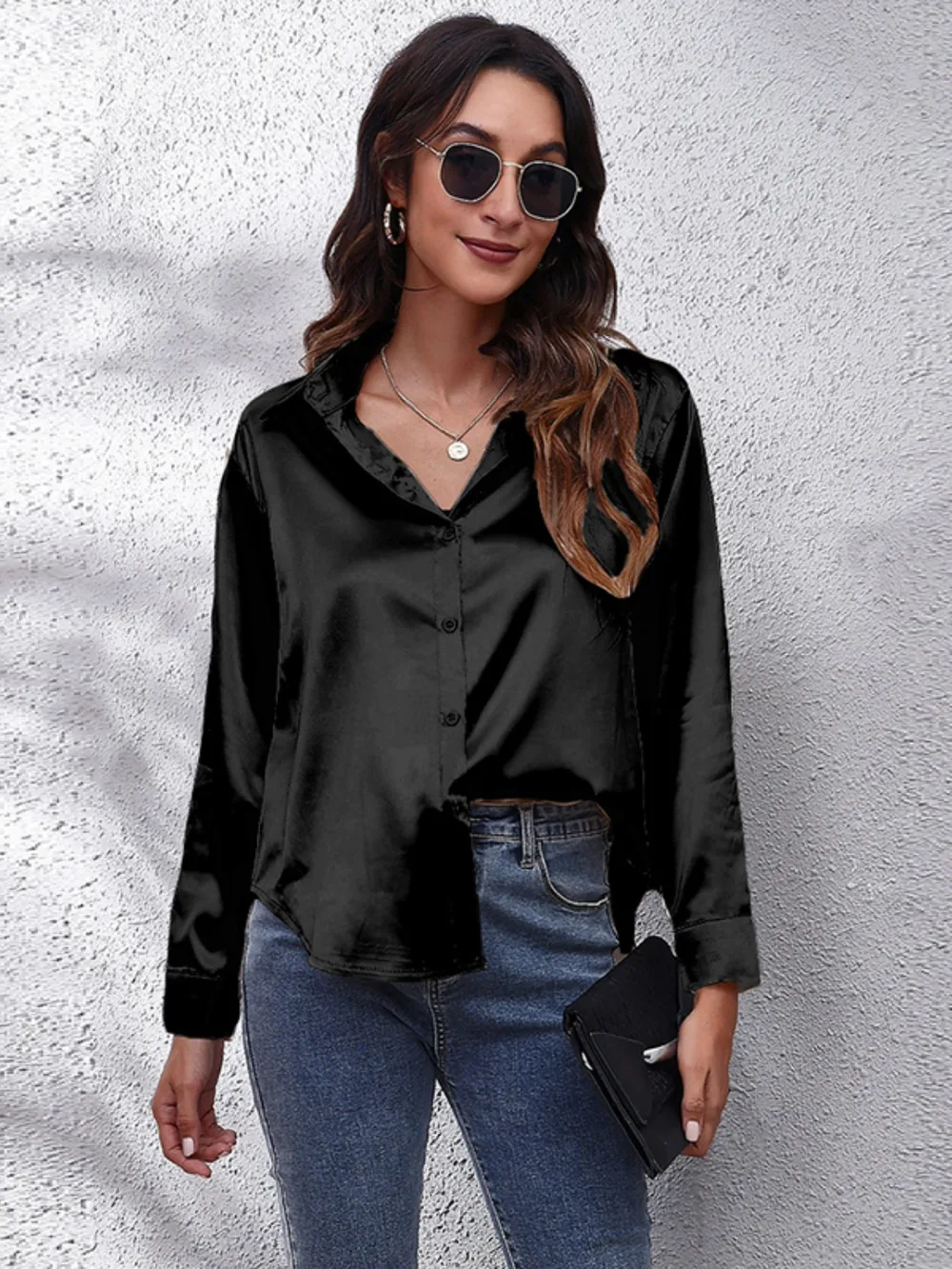 Collared Neck Buttoned Long Sleeve Shirt, image 10
