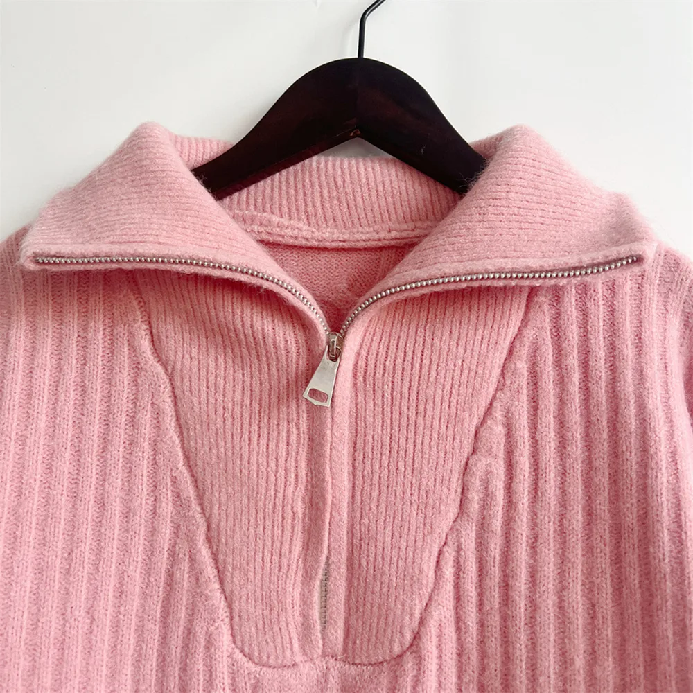 Ribbed Half Zip Long Sleeve Sweater, image 3