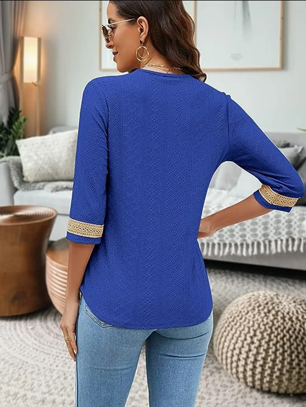 V-Neck Eyelet Blouse, image 12