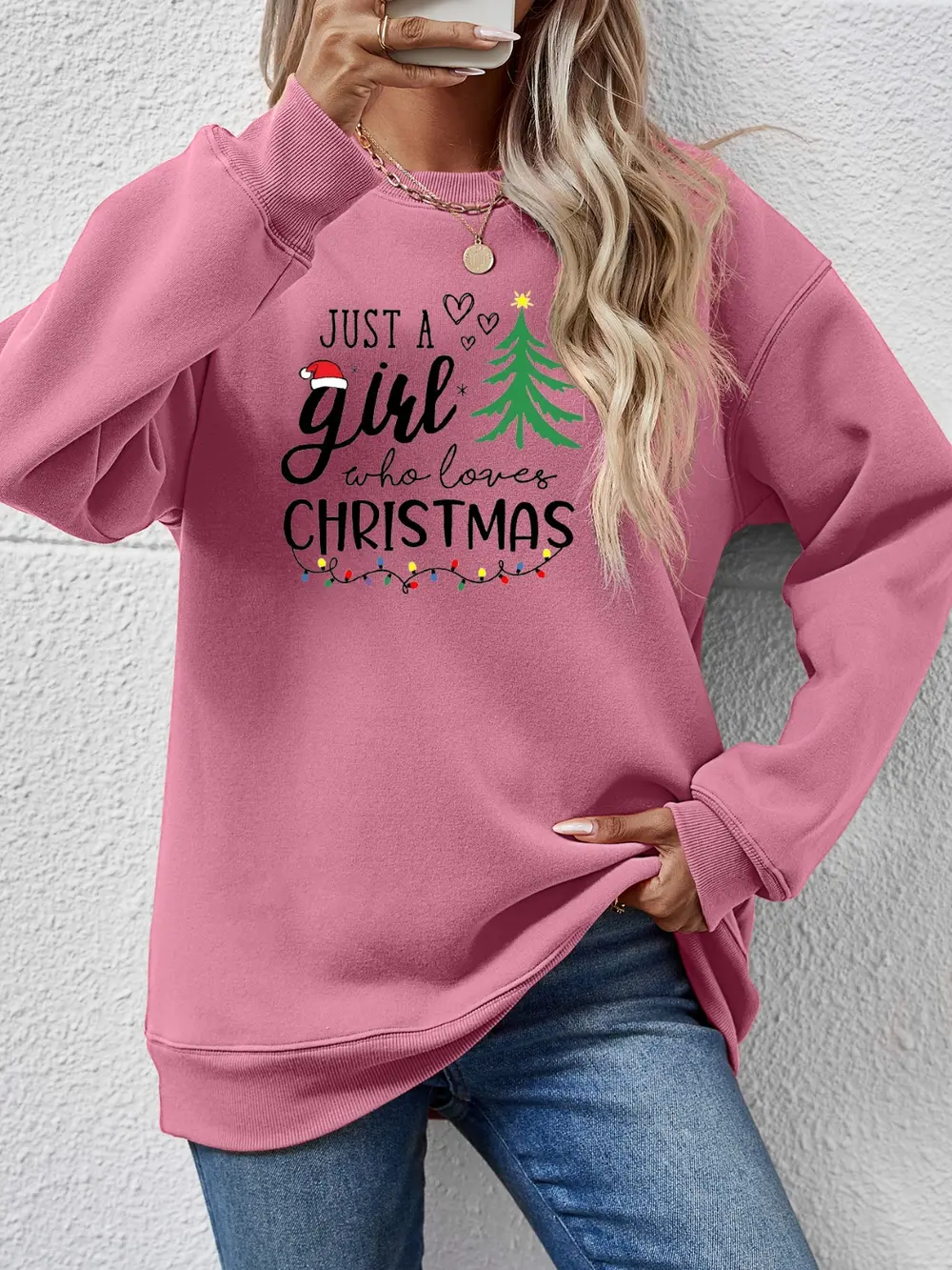 Letter Graphic Round Neck Sweatshirt, image 14
