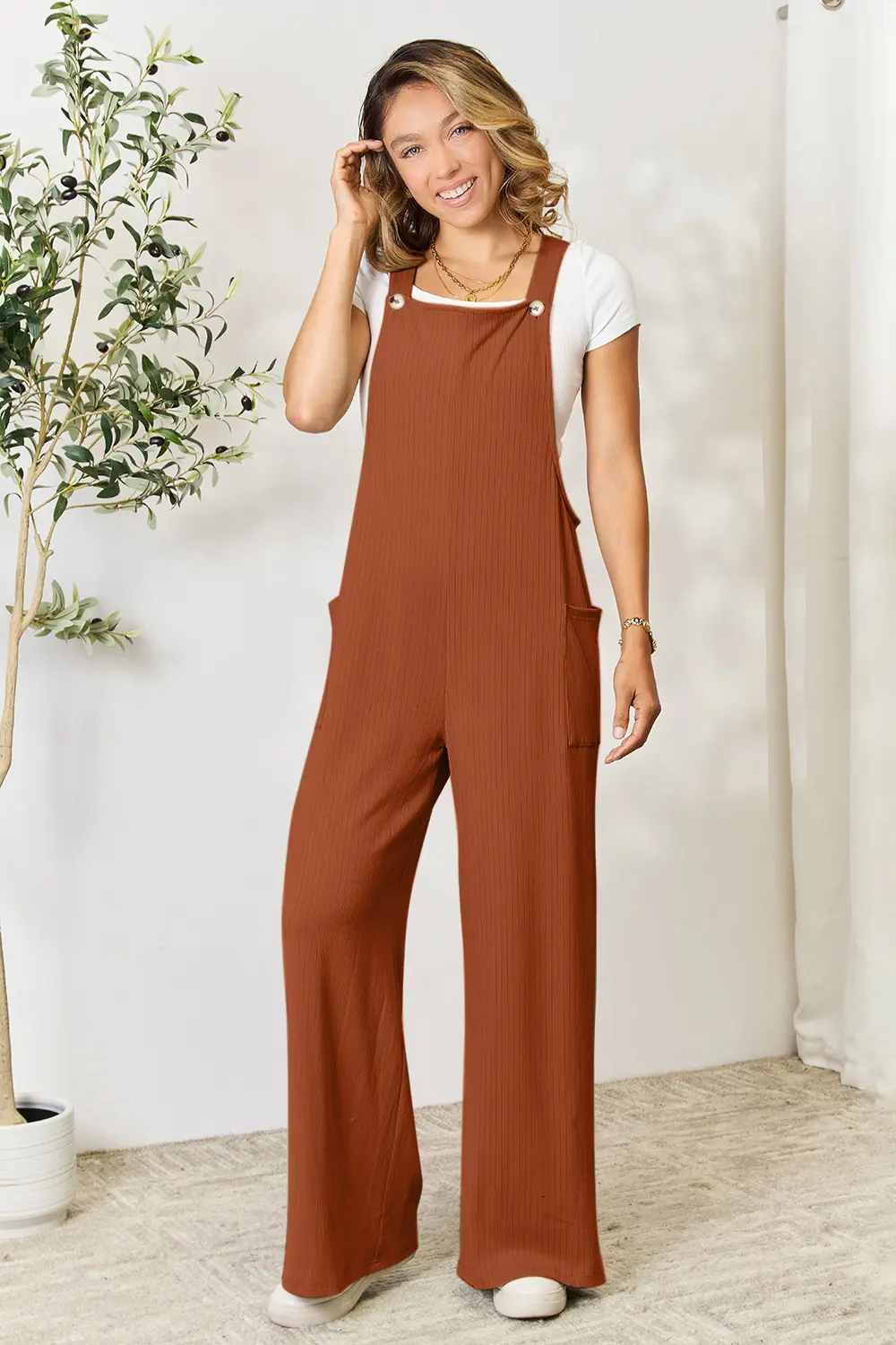 Full Size Wide Strap Overall with Pockets, image 8