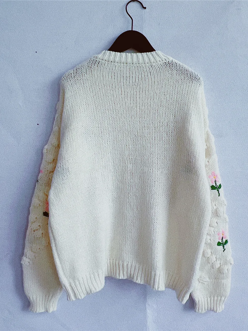 Floral Button Up Round Neck Long Sleeve Cardigan, image 3