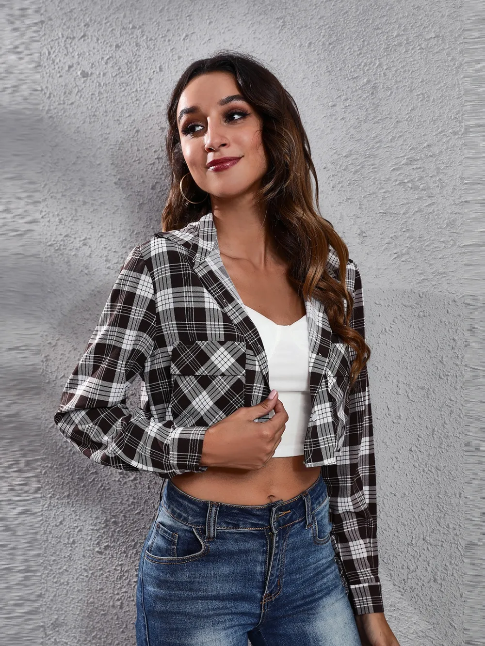 Collared Neck Decorative Pockets Jacket, image 6
