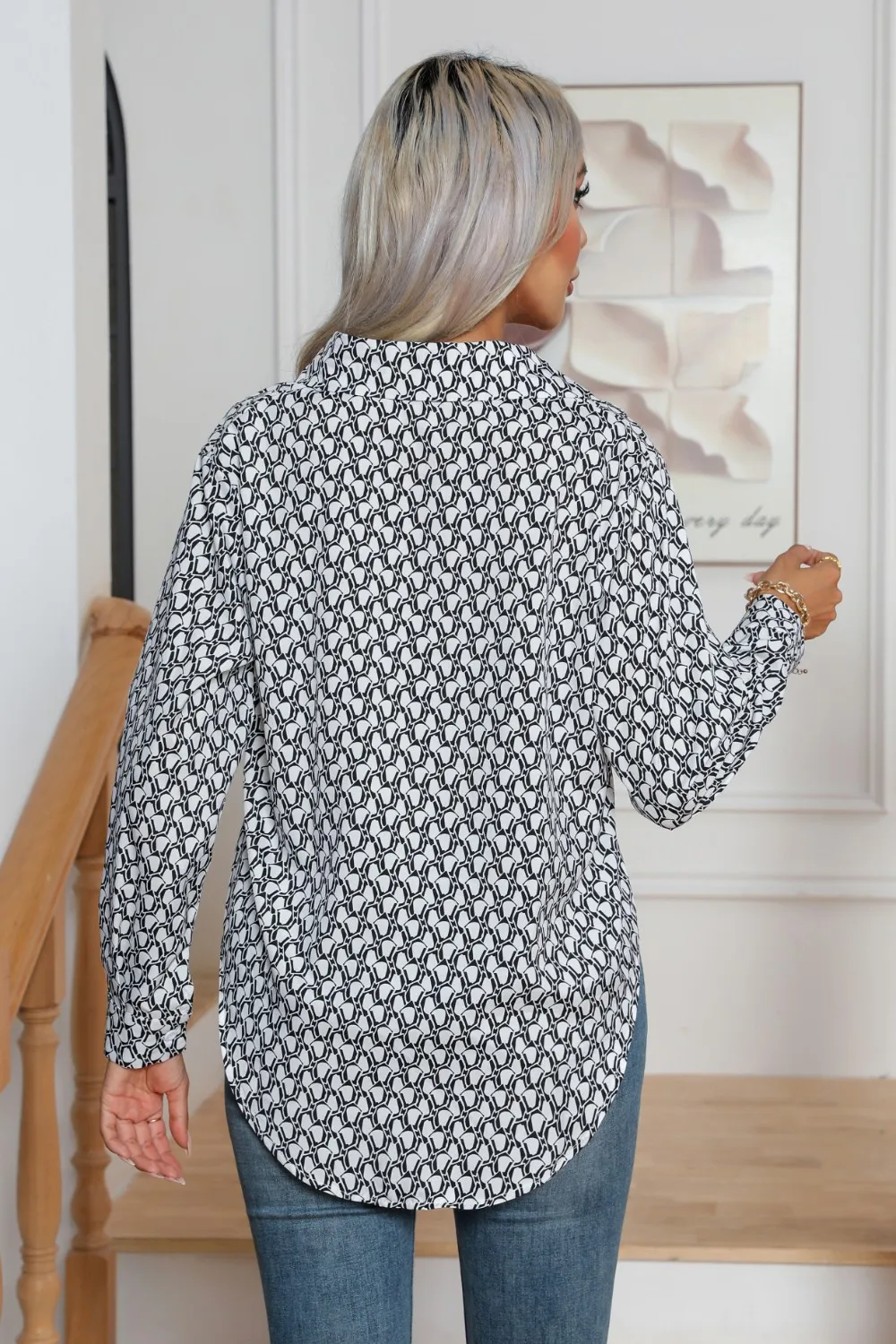 Printed Buttoned Long Sleeve Shirt, image 12