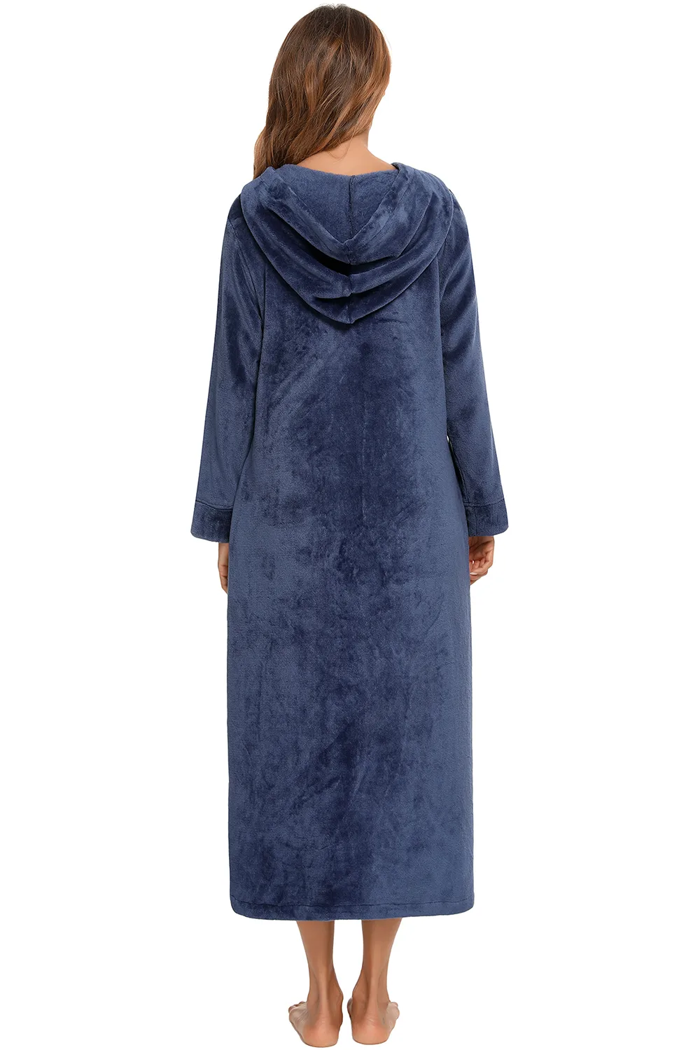 Zip Front Hooded Night Dress with Pockets, image 8
