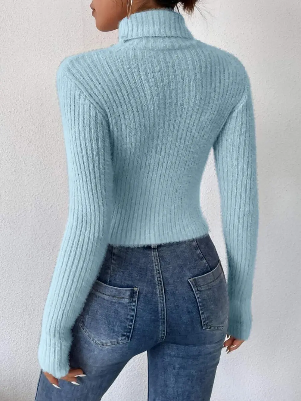 Ribbed Turtleneck Long Sleeve Sweater, image 18