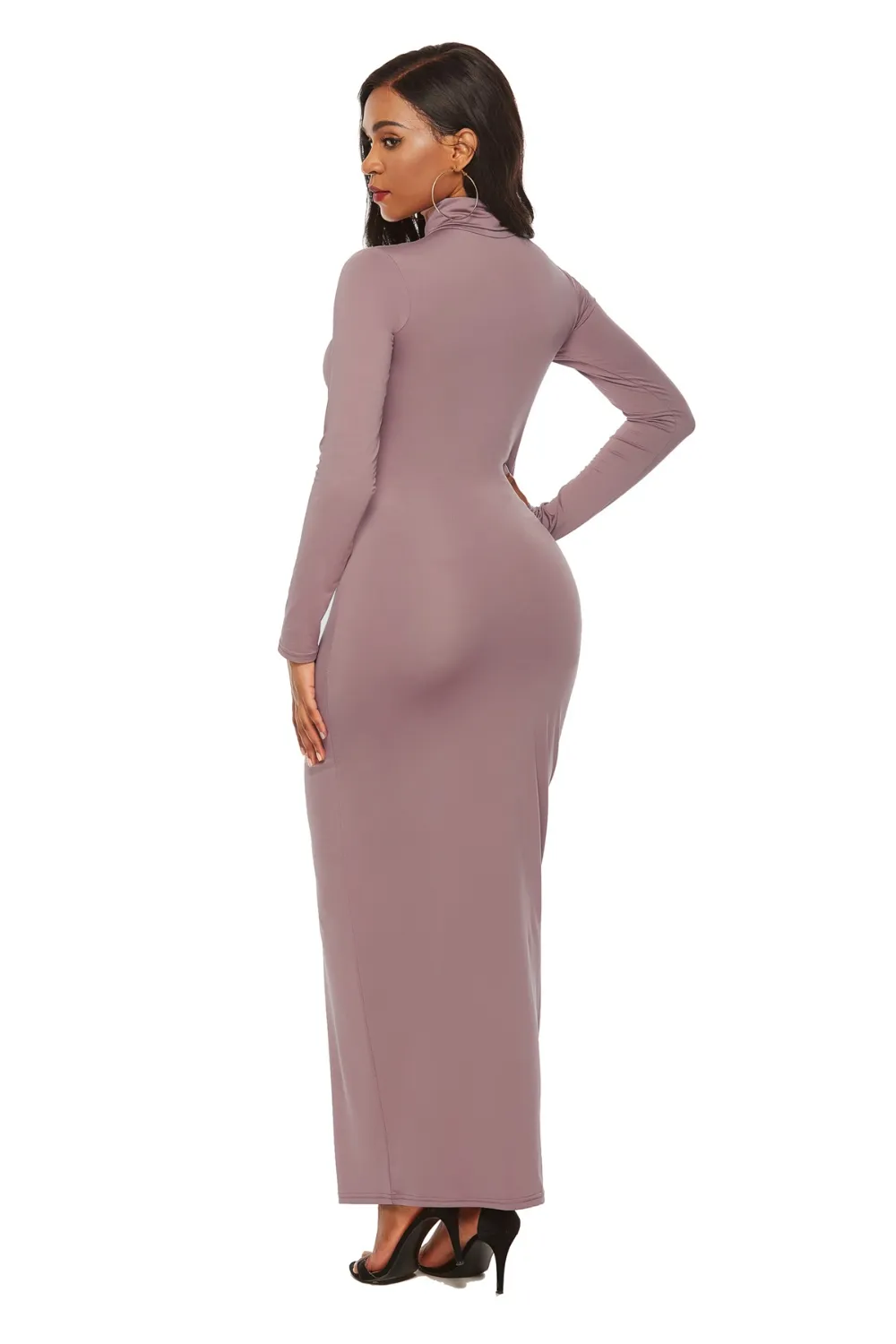 Mock Neck Long Sleeve Maxi Slim Dress, image 19