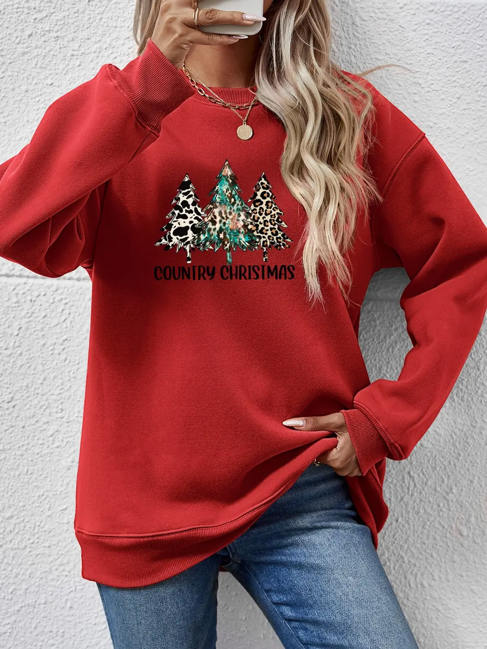 Graphic Round Neck Dropped Shoulder Sweatshirt, image 2