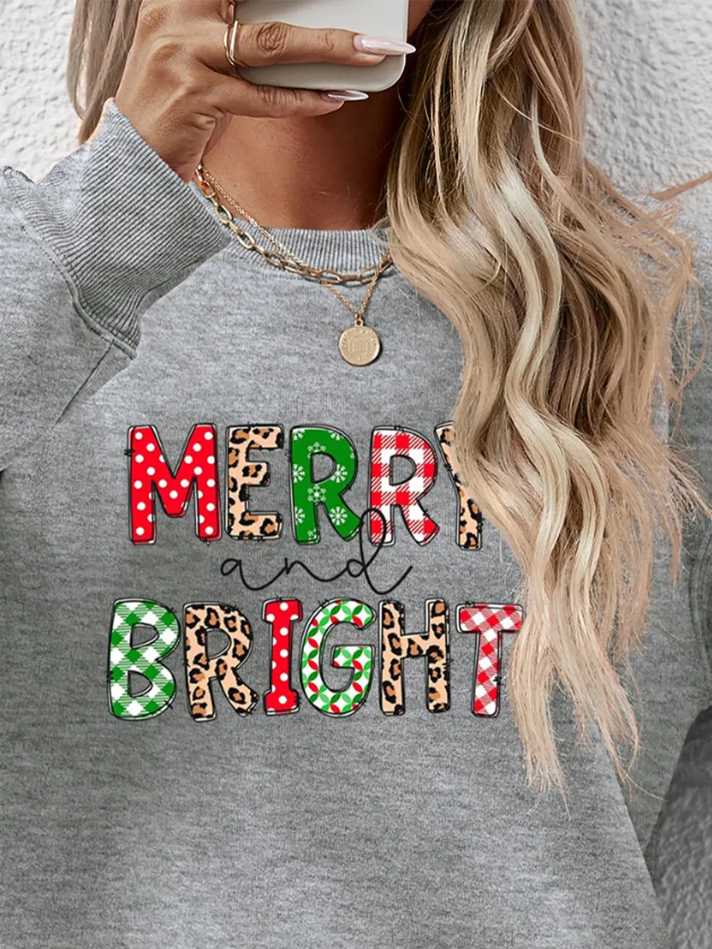 MERRY AND BRIGHT Round Neck Sweatshirt, image 26
