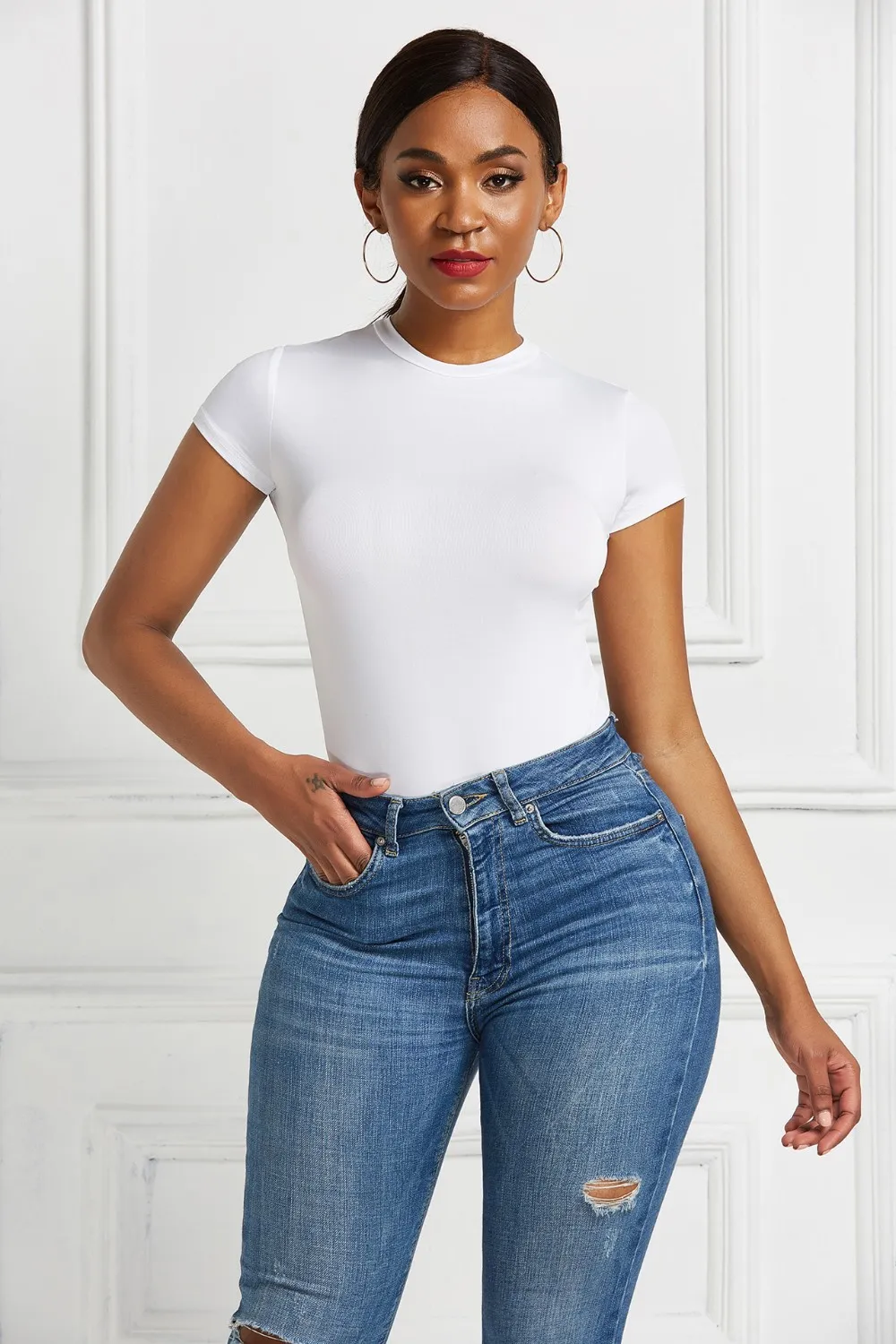 Round Neck Short Sleeve Bodysuit, image 23