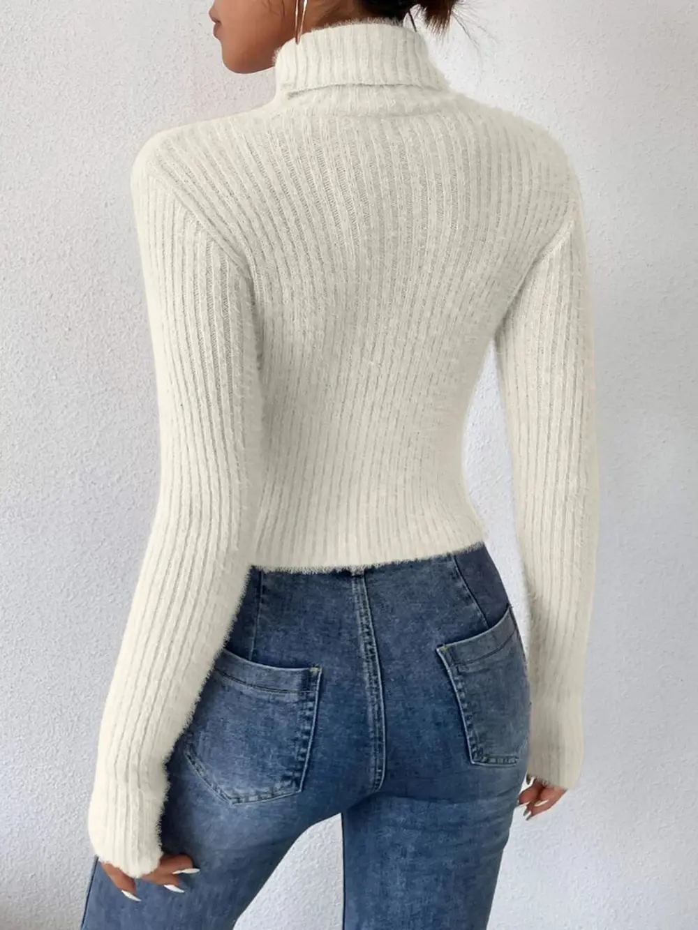 Ribbed Turtleneck Long Sleeve Sweater, image 11
