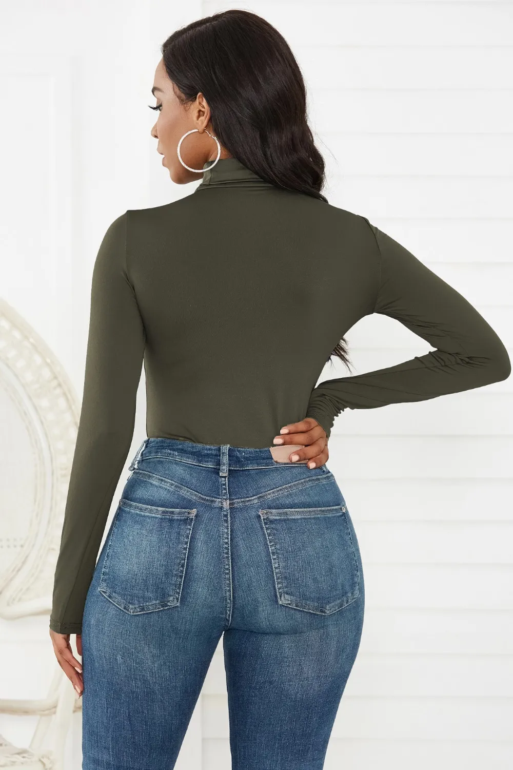 Turtleneck Long Sleeve Bodysuit, image 2
