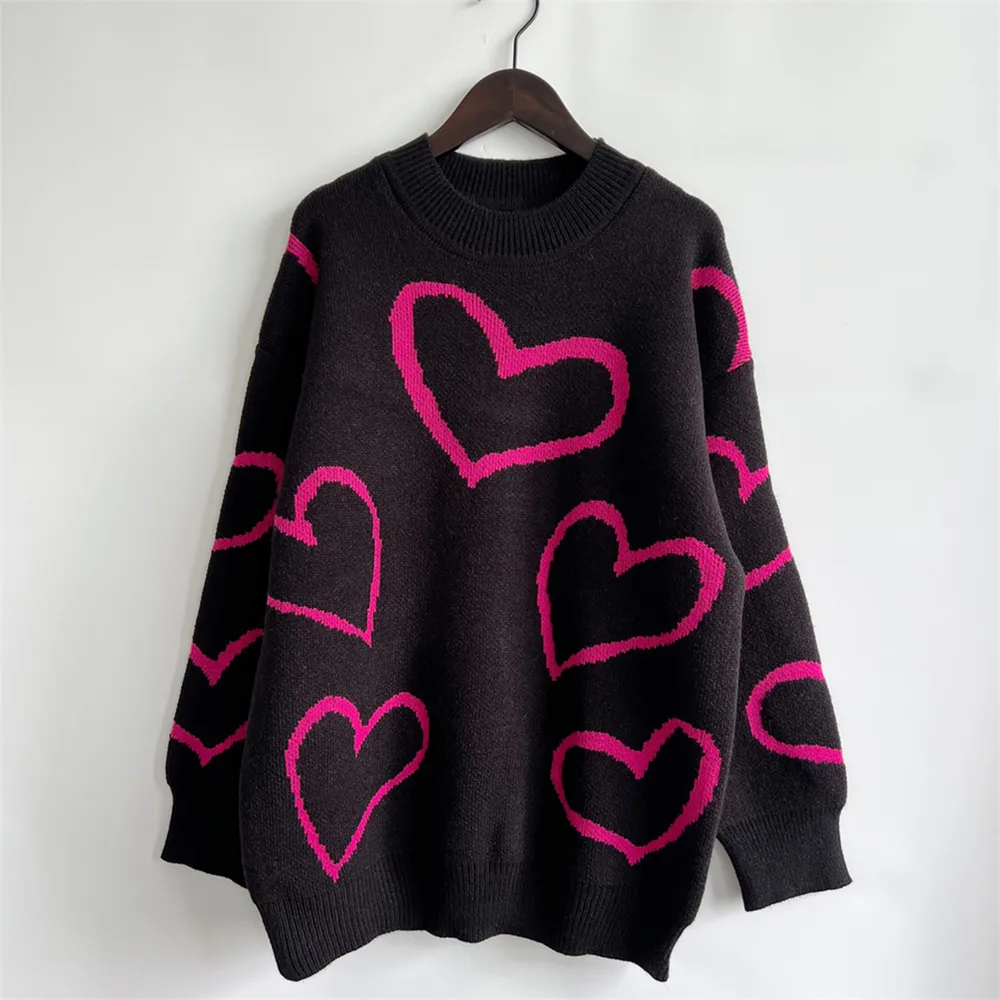 Heart Pattern Long Sleeve Sweater, image 4