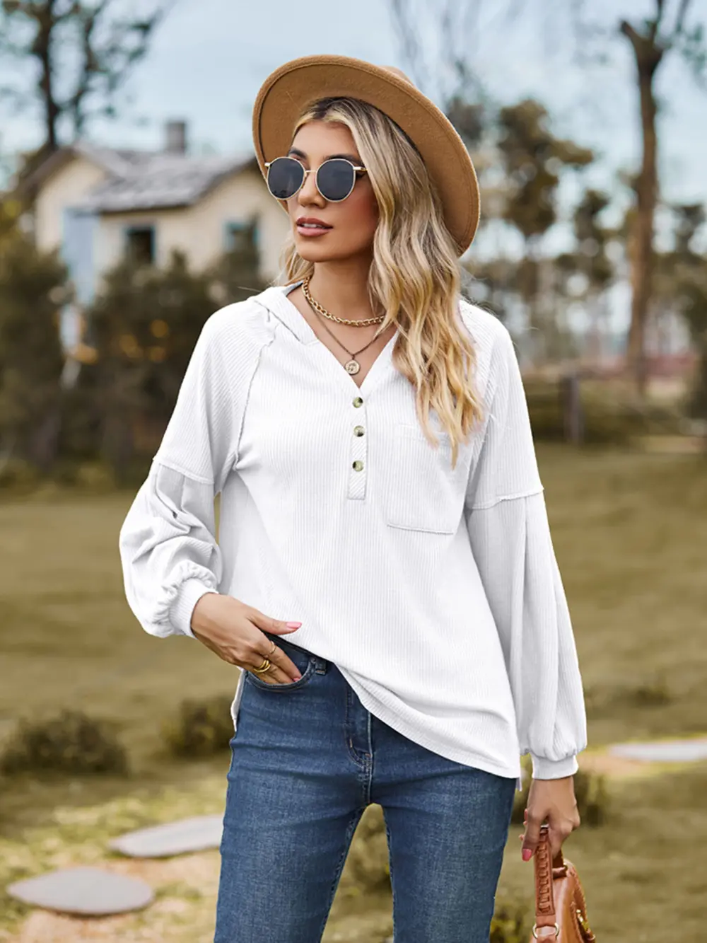 Dropped Shoulder Button-Down Hoodie, image 5