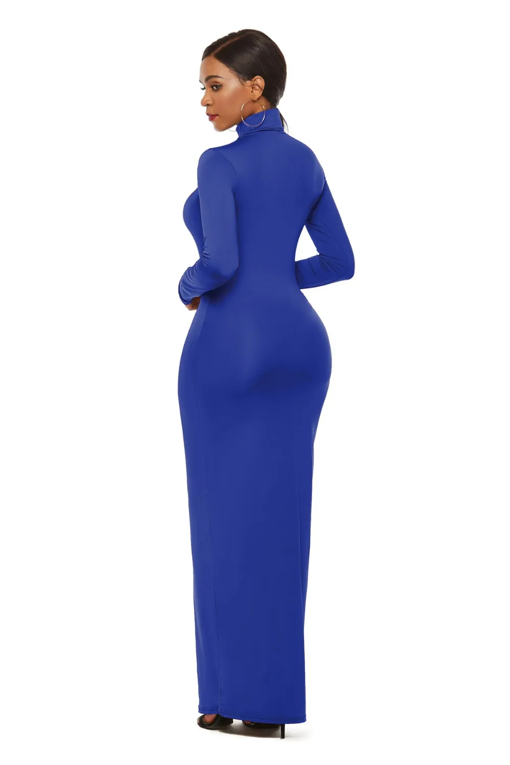 Mock Neck Long Sleeve Maxi Slim Dress, image 20