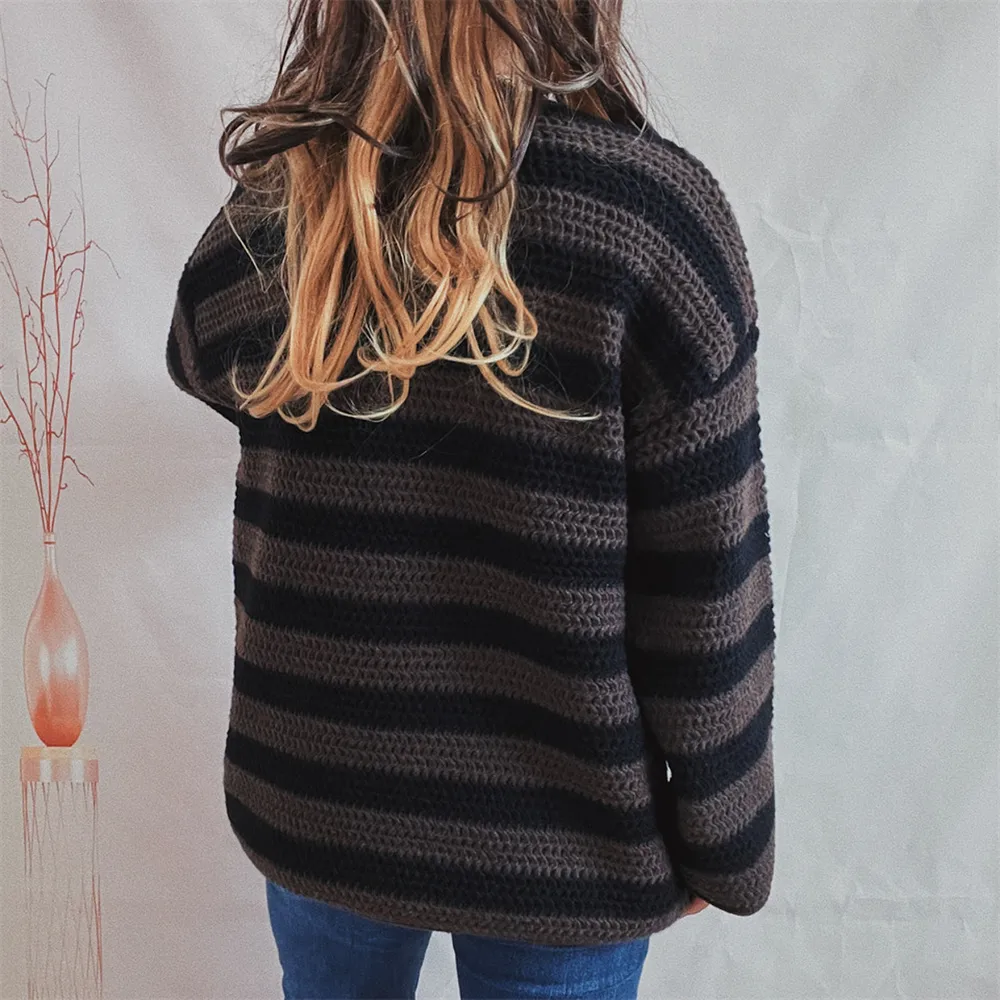 Striped Round Neck Long Sleeve Sweater, image 5