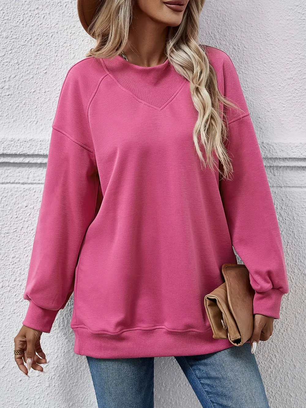 Round Neck Drop Shoulder Long Sleeve Sweatshirt, image 4
