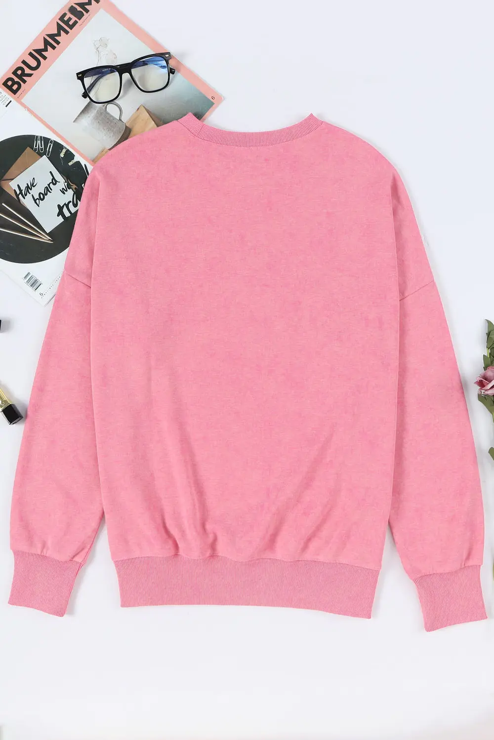 Sequin Candy Cane Round Neck Slit Sweatshirt, image 4