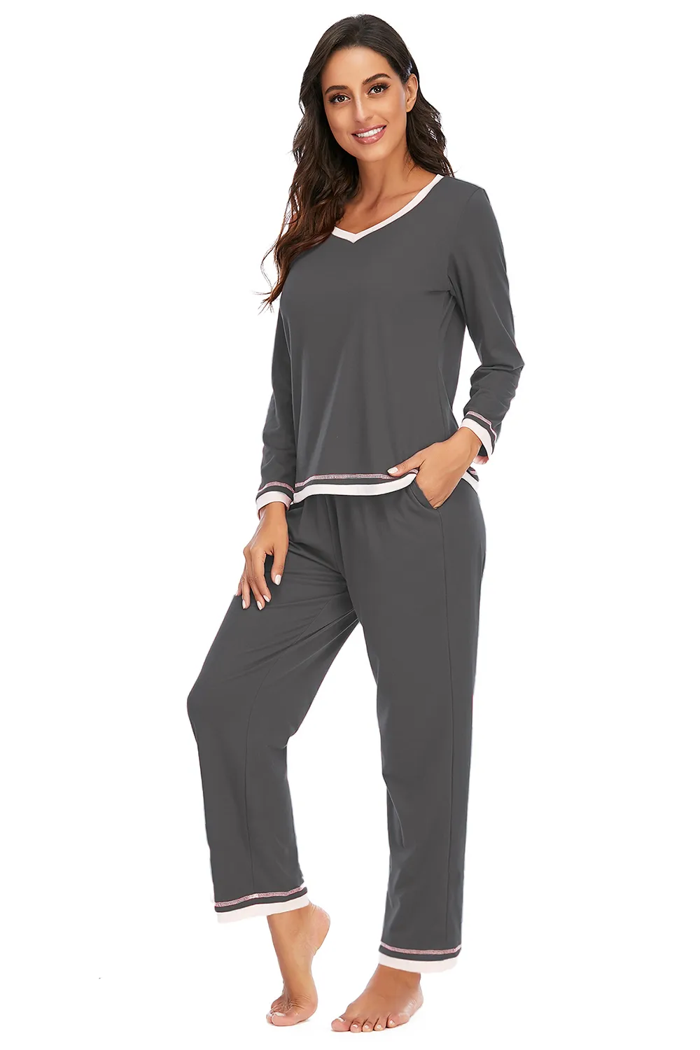 V-Neck Top and Pants Lounge Set, image 4