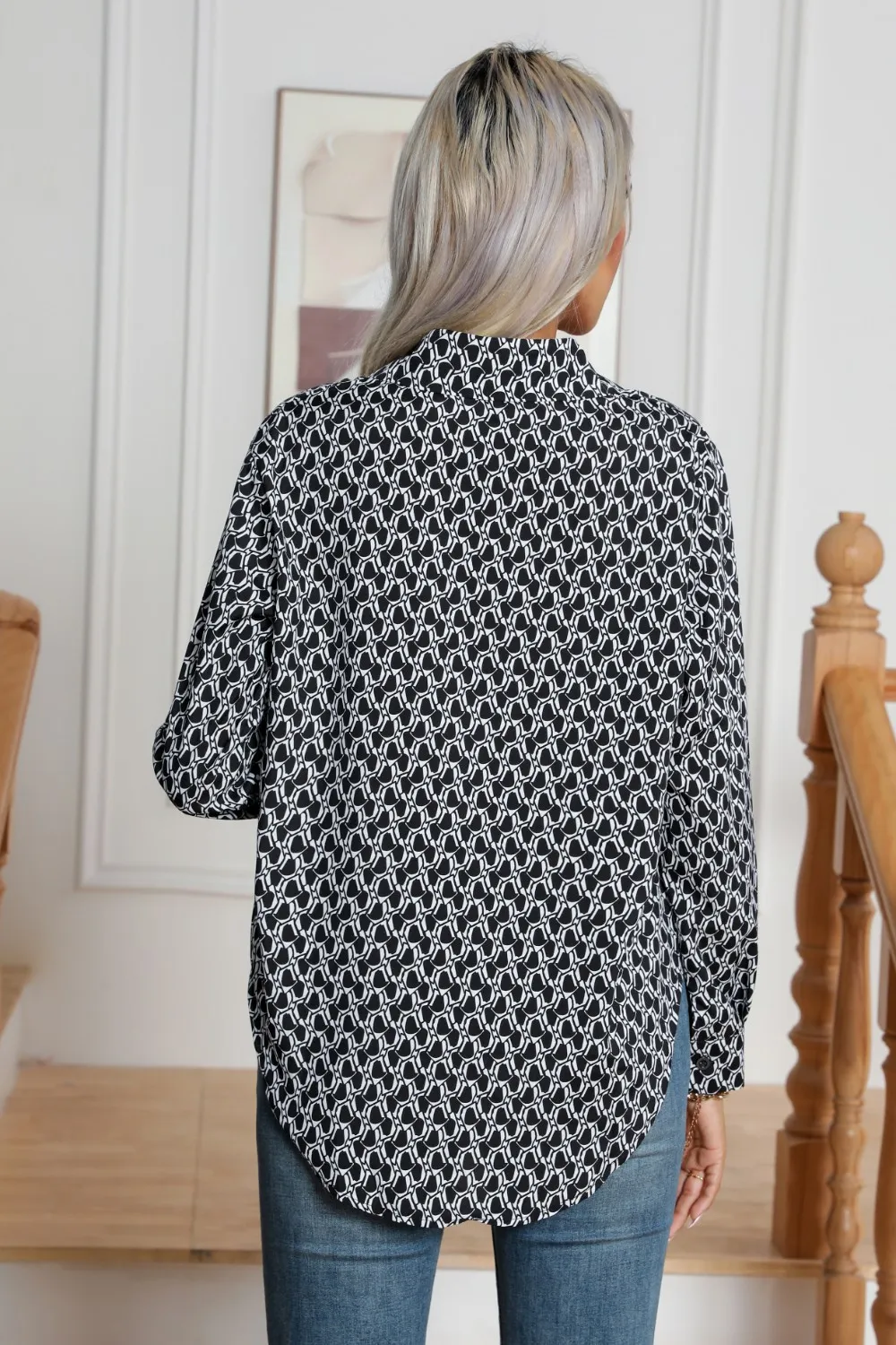 Printed Buttoned Long Sleeve Shirt, image 8