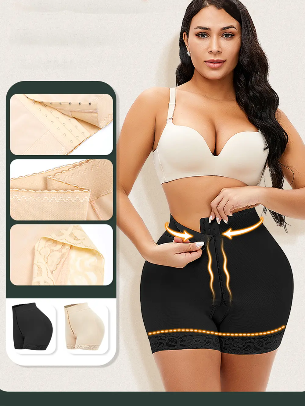 Full Size Lace Detail Hook-and-Eye Shaping Shorts, image 9