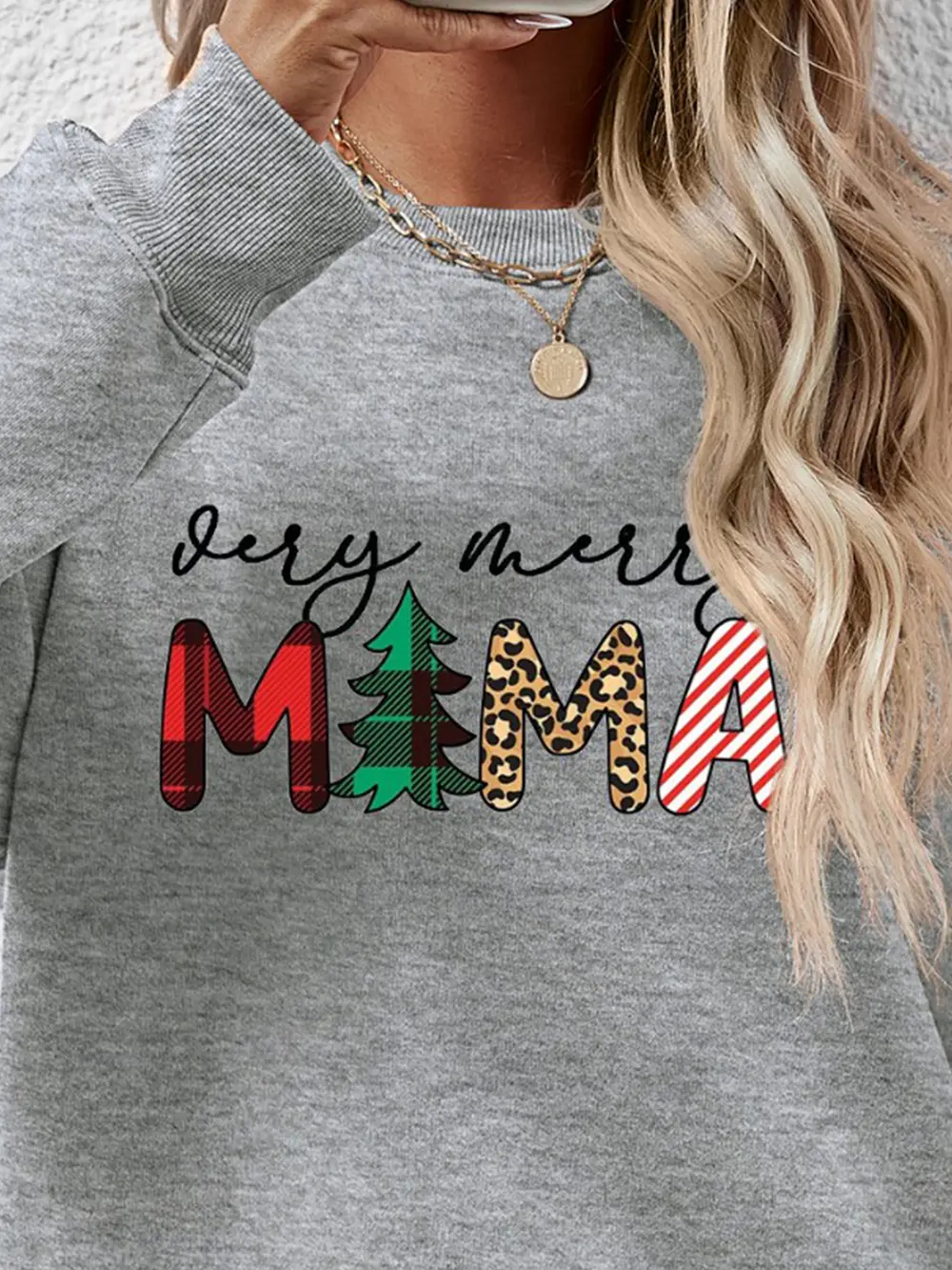 Letter Graphic Round Neck Long Sleeve Sweatshirt, image 26