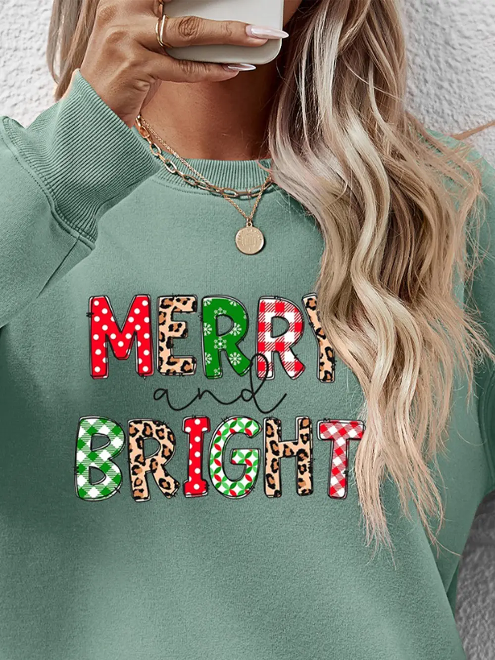 MERRY AND BRIGHT Round Neck Sweatshirt, image 15