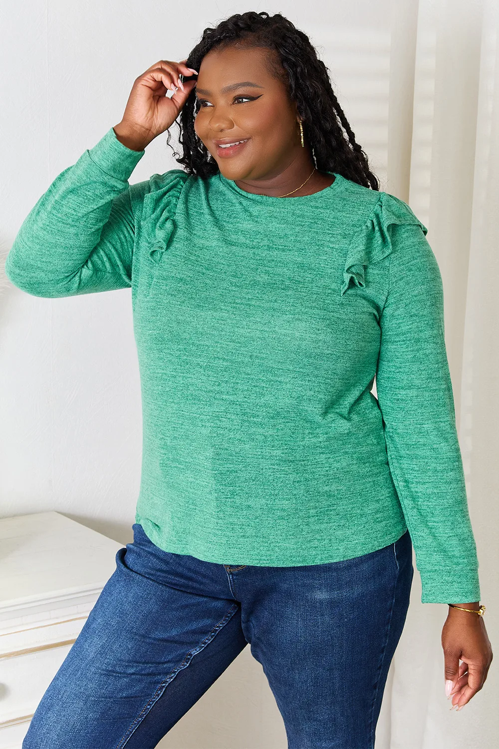 Ruffle Shoulder Long Sleeve T-Shirt, image 7