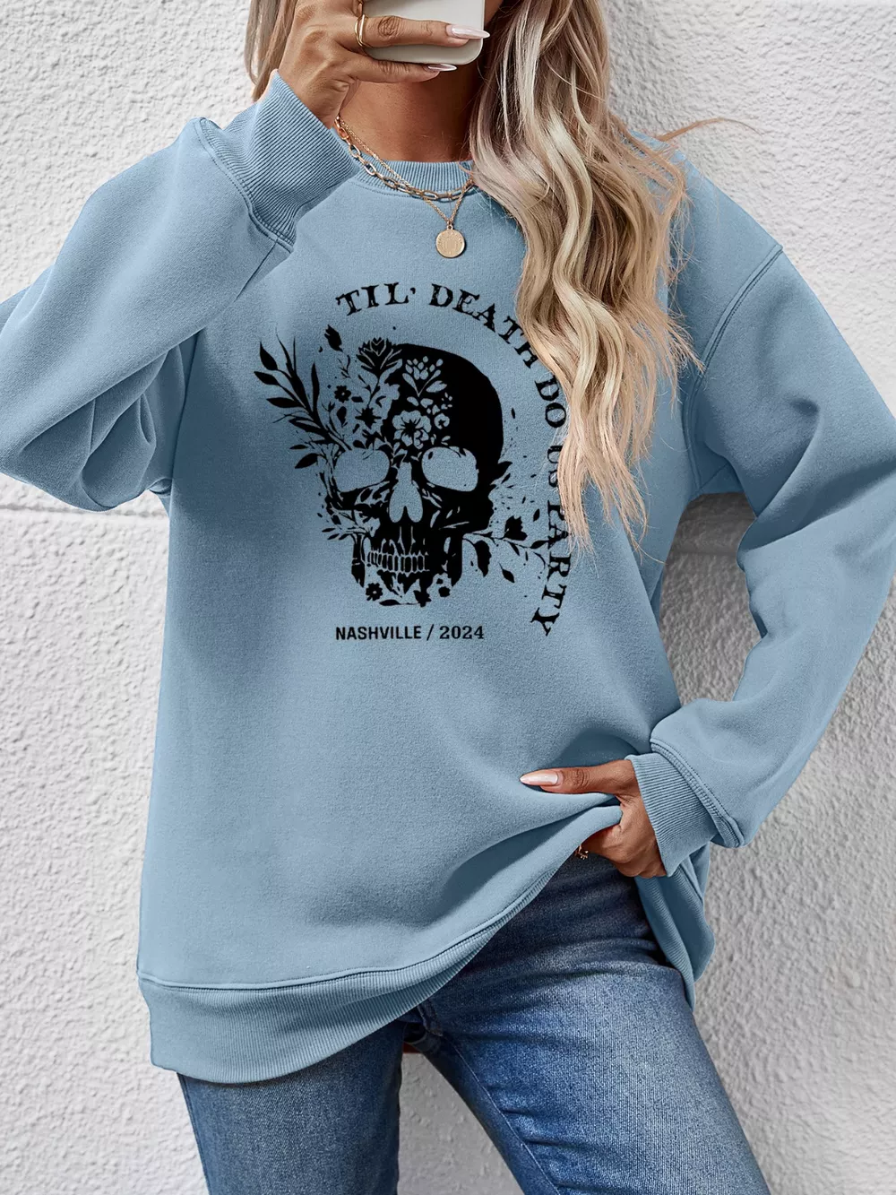 Graphic Round Neck Dropped Shoulder Sweatshirt, image 14