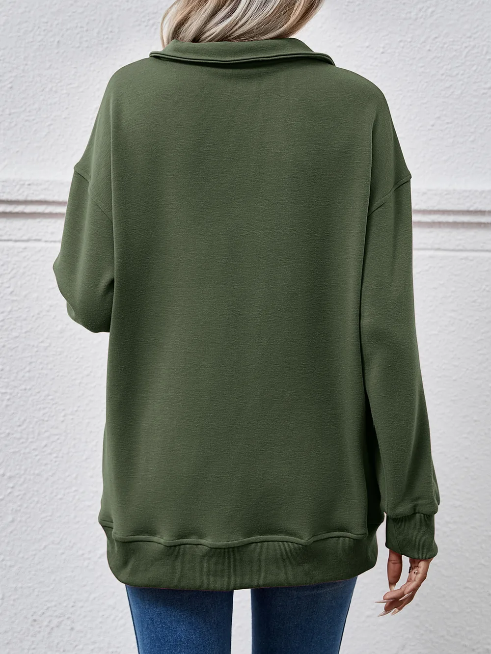 Collared Neck Dropped Shoulder Sweatshirt, image 6