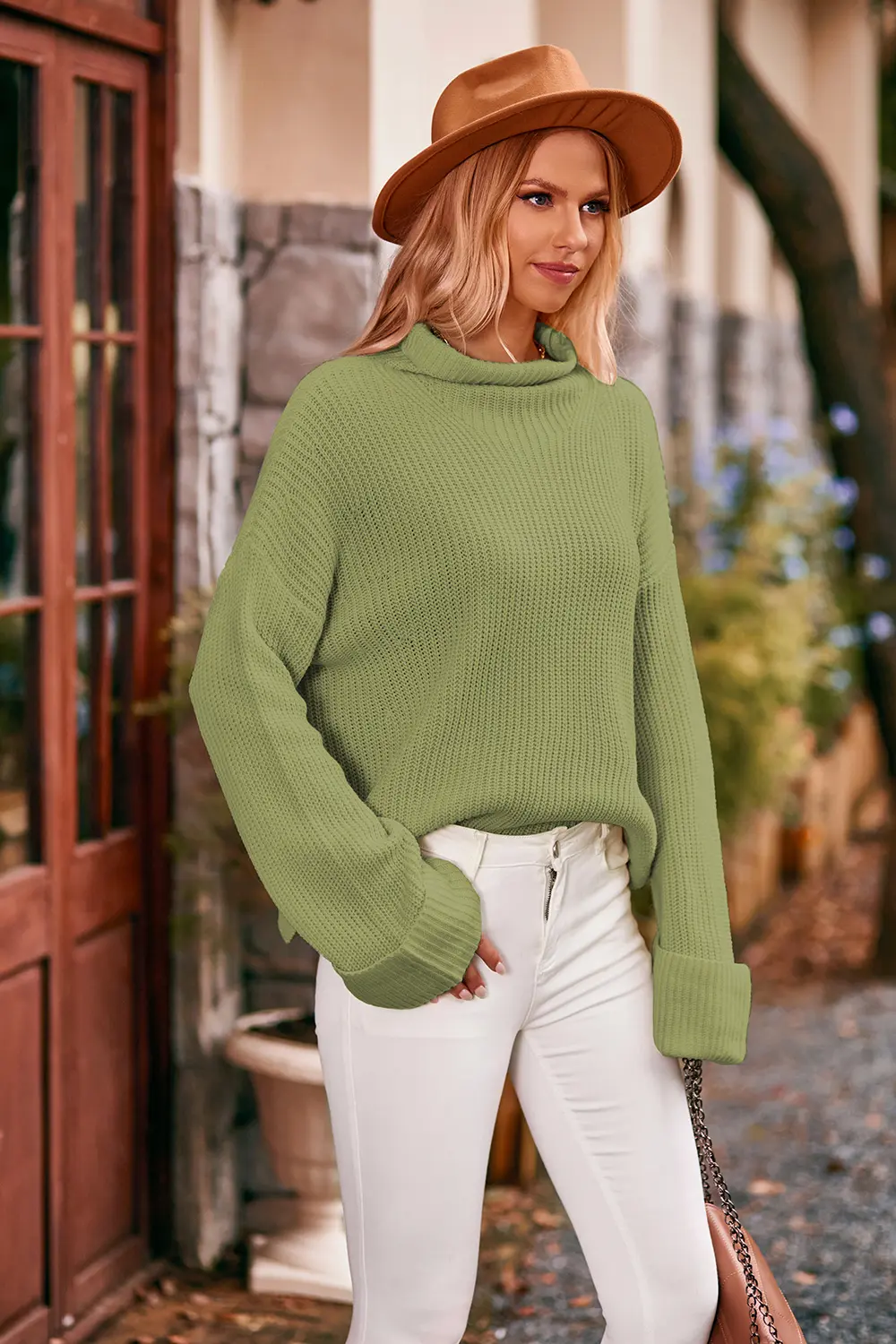 Mock Neck Drop Shoulder Sweater, image 11