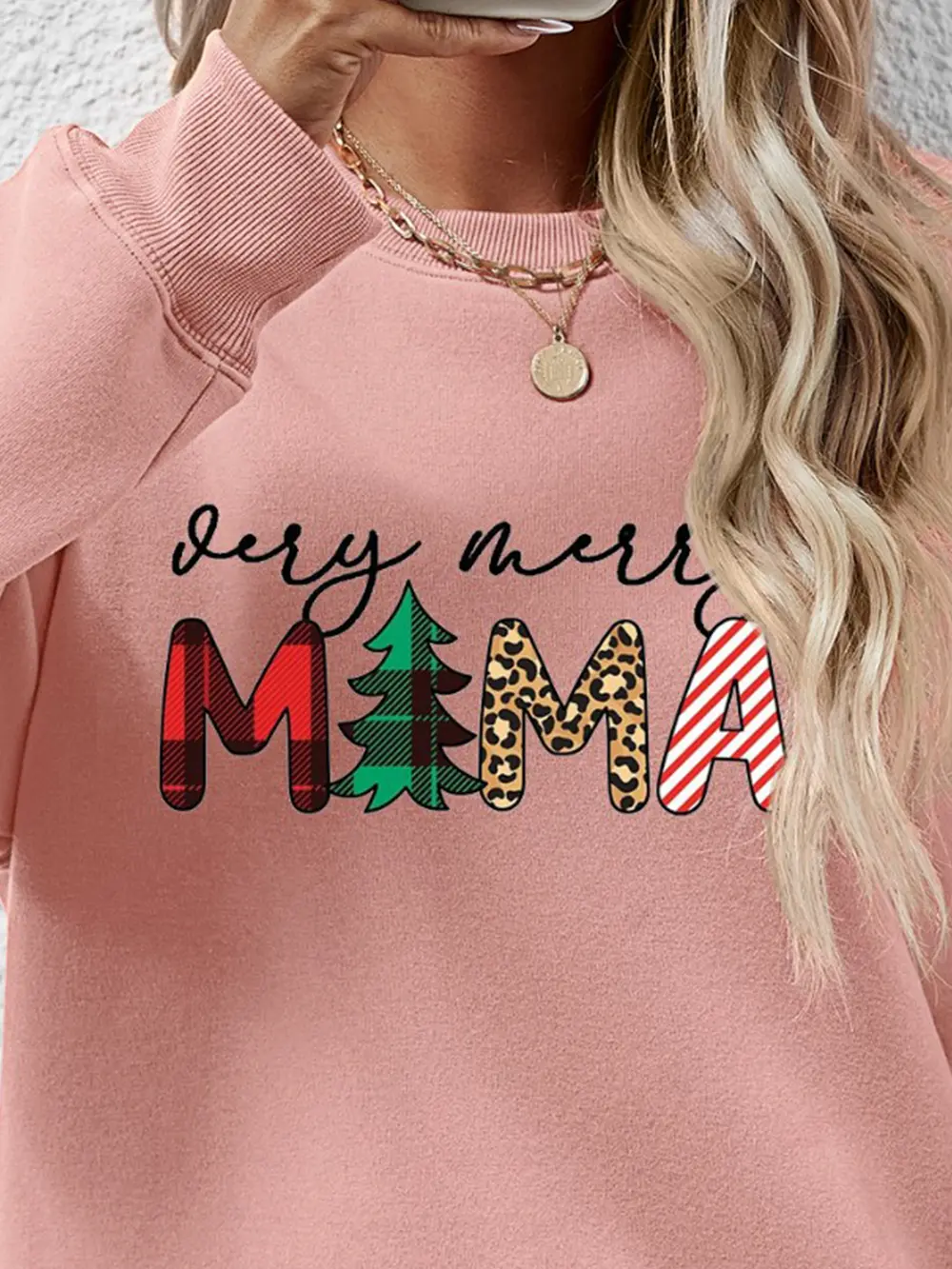 Letter Graphic Round Neck Long Sleeve Sweatshirt, image 8