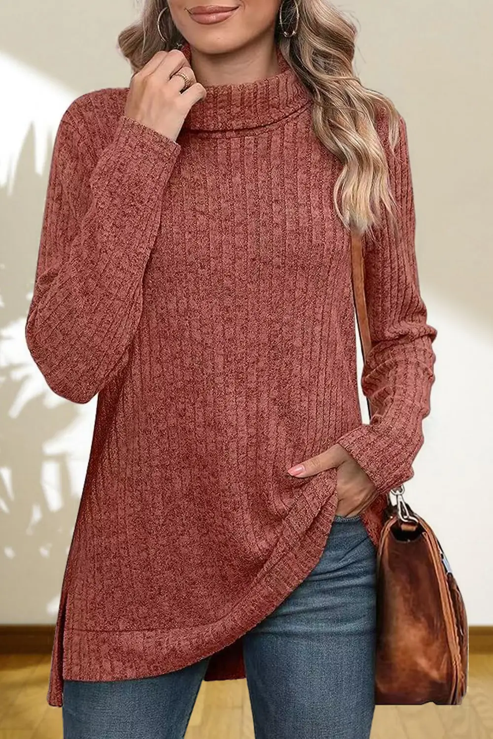 Turtleneck High Low Top, image 26