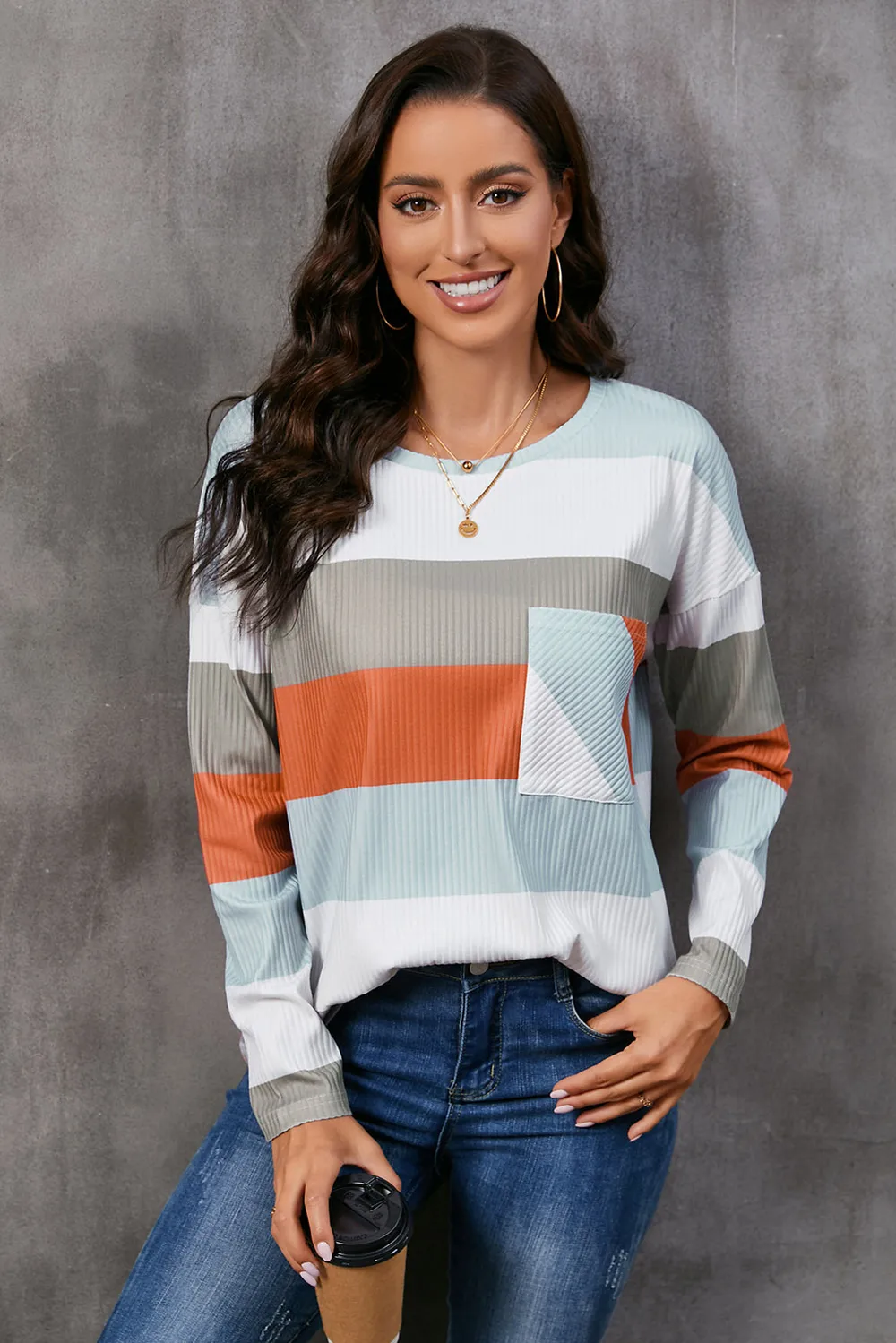 Wide Stripe Top with Pocket, image 4