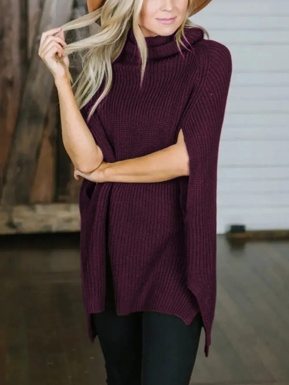 Turtleneck Slit Sweater, image 6