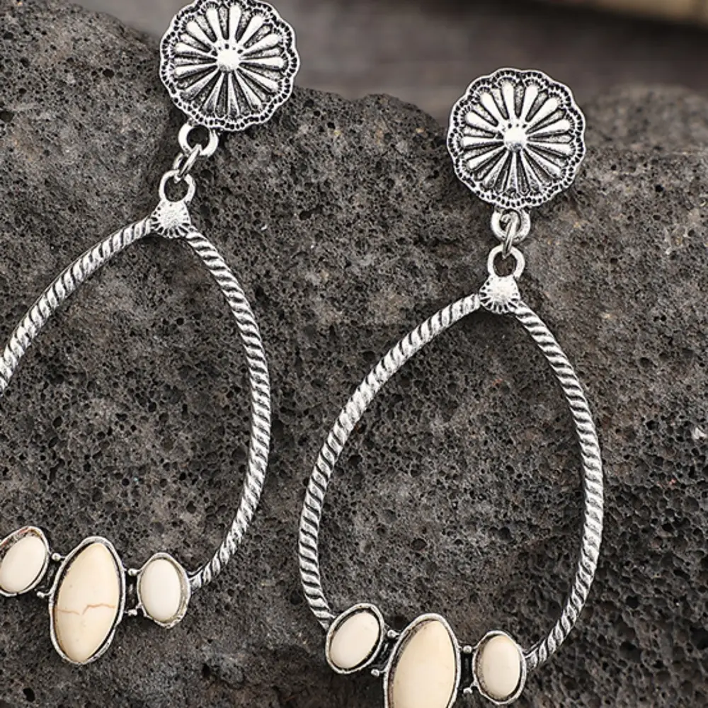 Artificial Turquoise Teardrop Earrings, image 3