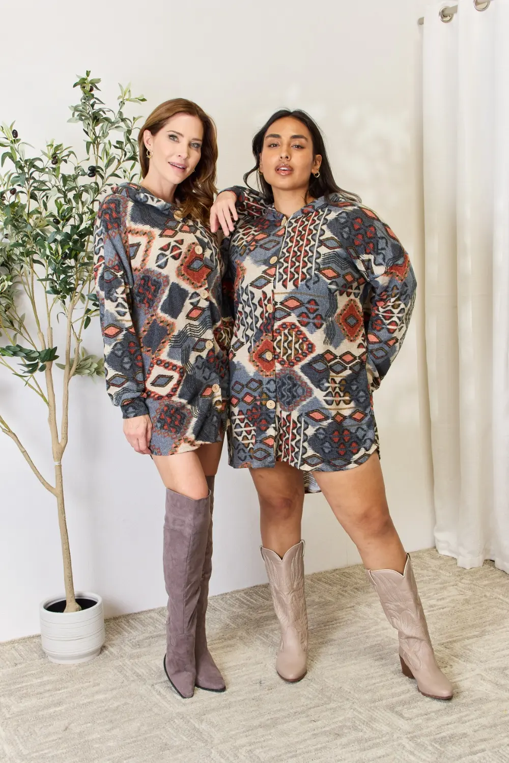 Full Size Printed Button Up Hooded Jacket, image 11
